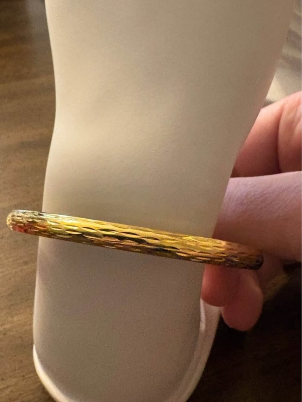 Gold-Toned Diamond-Cut Bangle Bracelet 925 Sterling Silver